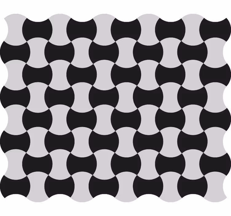 Papel mural geométrico curvas en blanco y negro - TenVinilo