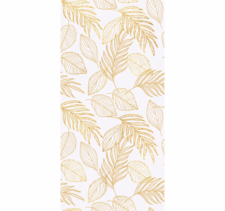Papel mural naturaleza blanco con hojas doradas - TenVinilo