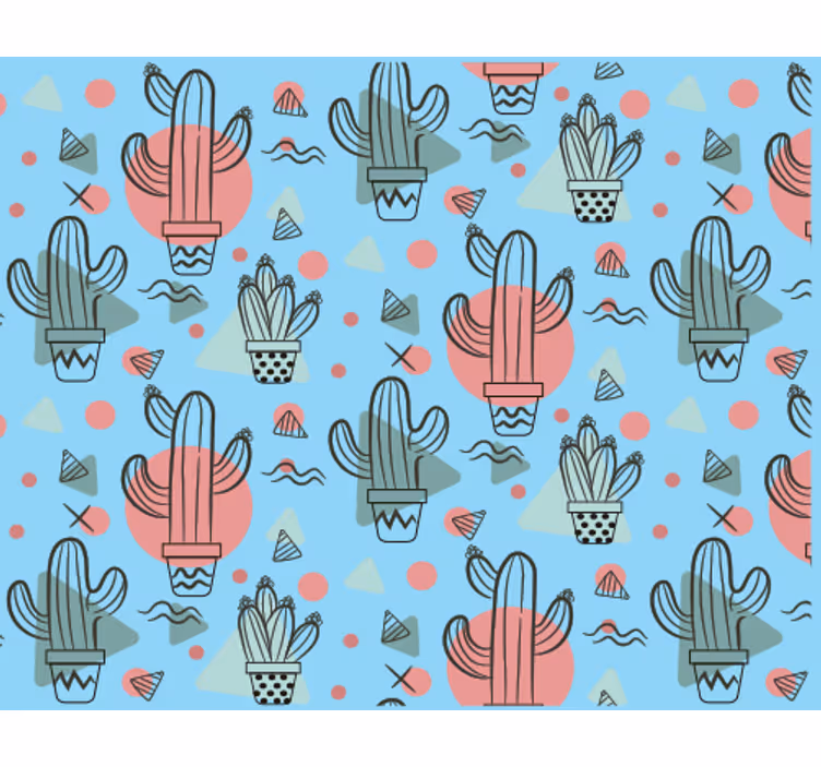 Papel mural naturaleza patrón de cactus - TenVinilo