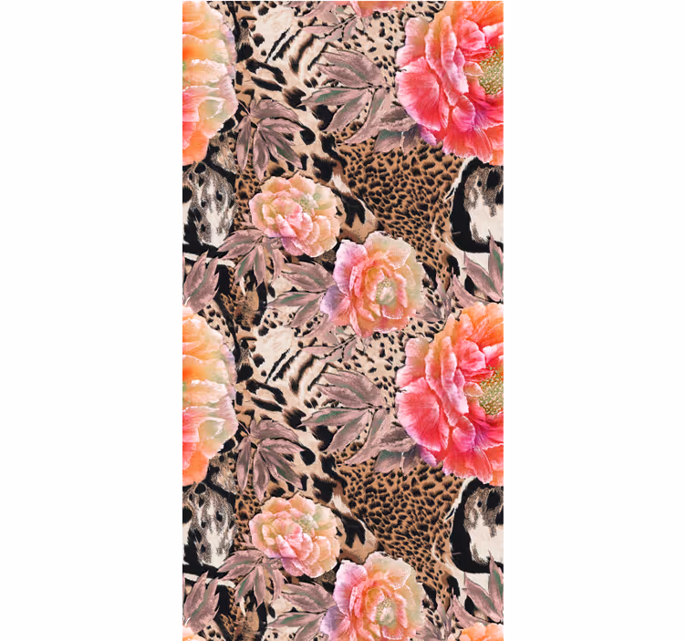 Papel mural naturaleza piel de leopardo floral - TenVinilo