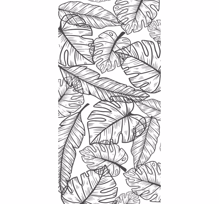 Papel mural naturaleza contorno de hojas grandes - TenVinilo