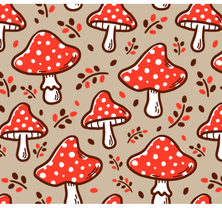 Papel mural naturaleza setas típicas sobre fondo beige - TenVinilo