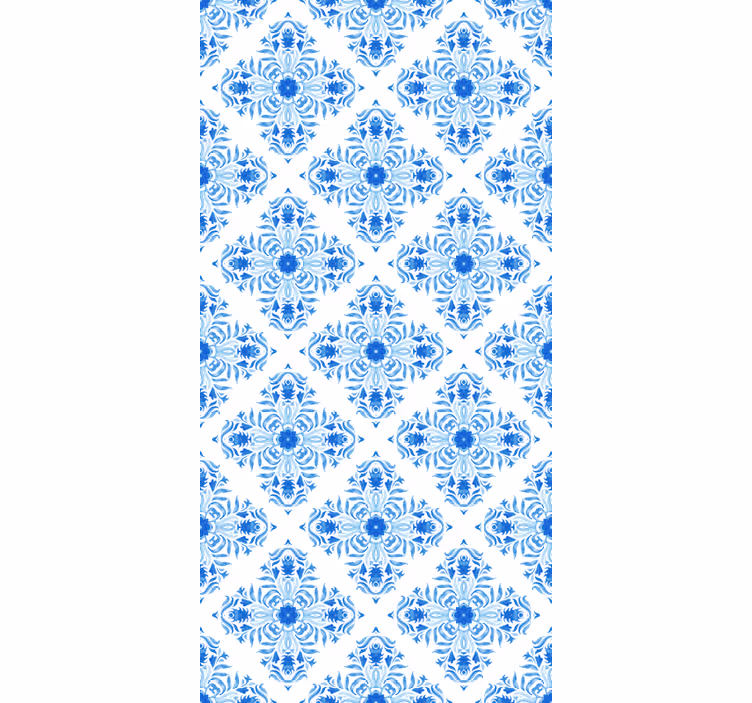 Papel mural azulejos efecto cerámico azul fontaine - TenVinilo