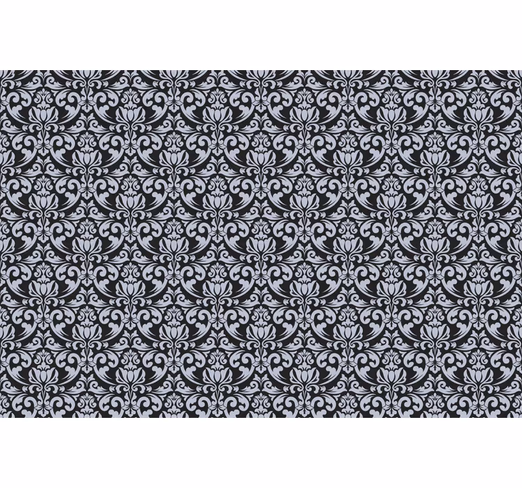 Papel mural azulejos mosaico barroco gris y negro - TenVinilo
