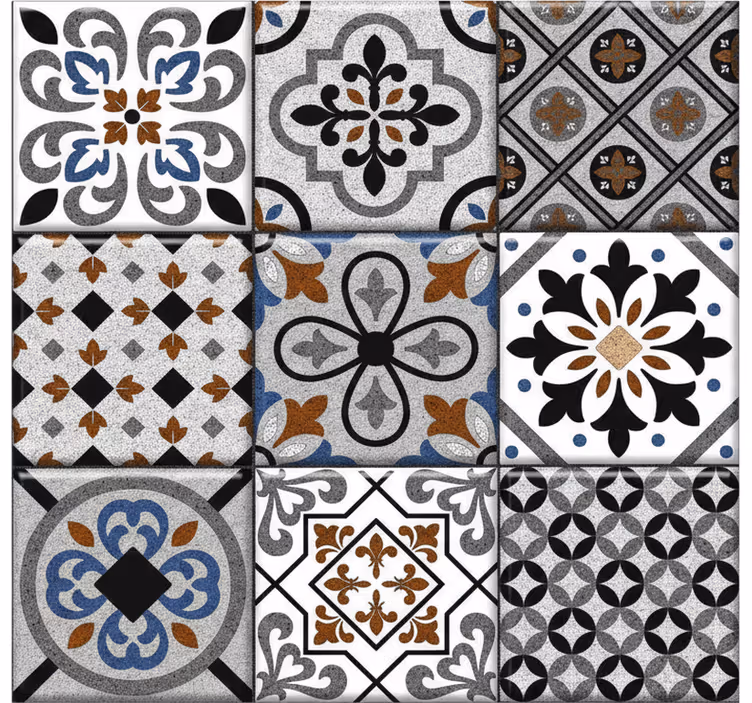 Papel mural azulejos diseño marroquí oscuro - TenVinilo