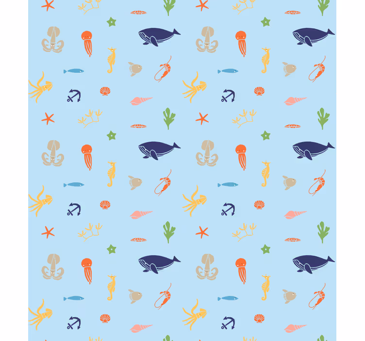 Papel mural infantil animales marinos minimalistas - TenVinilo