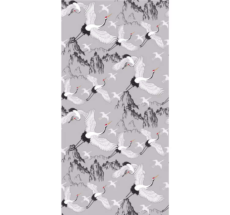 Papel mural infantil grúas y picos elegantes - TenVinilo