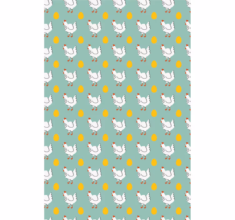 Papel mural infantil pollito blanco fondo azul - TenVinilo