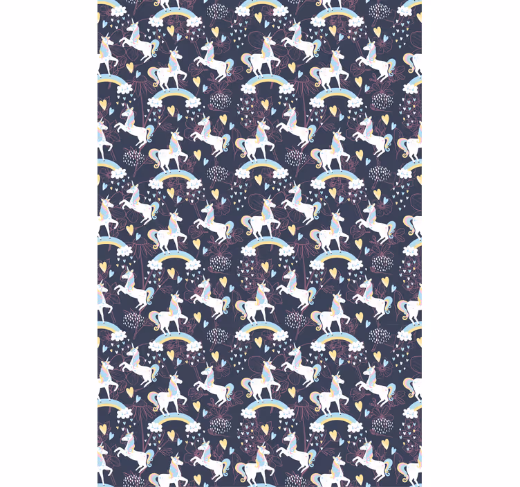 Papel mural infantil unicornios rosas florales - TenVinilo