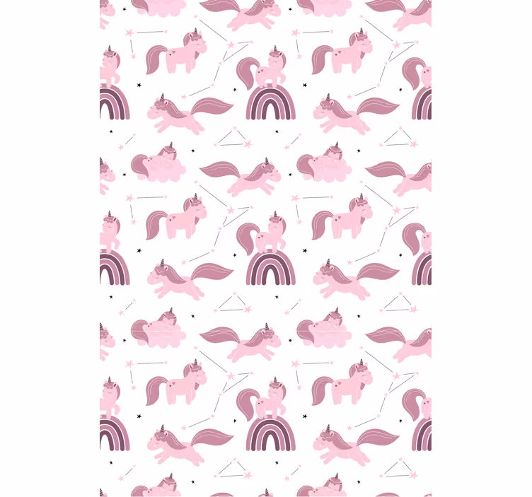 Papel mural infantil unicornios divertidos y constelaciones - TenVinilo