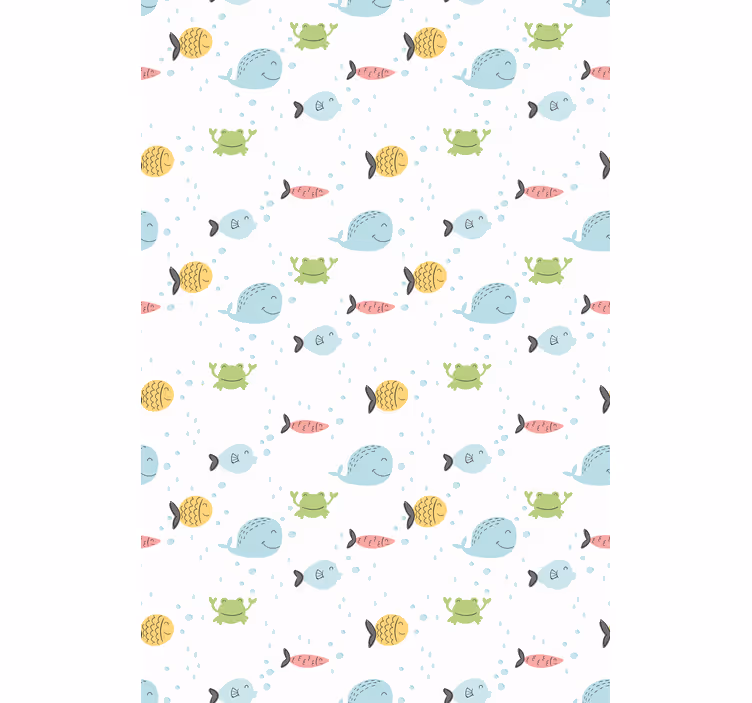 Papel mural infantil peces coloridos sobre fondo blanco - TenVinilo