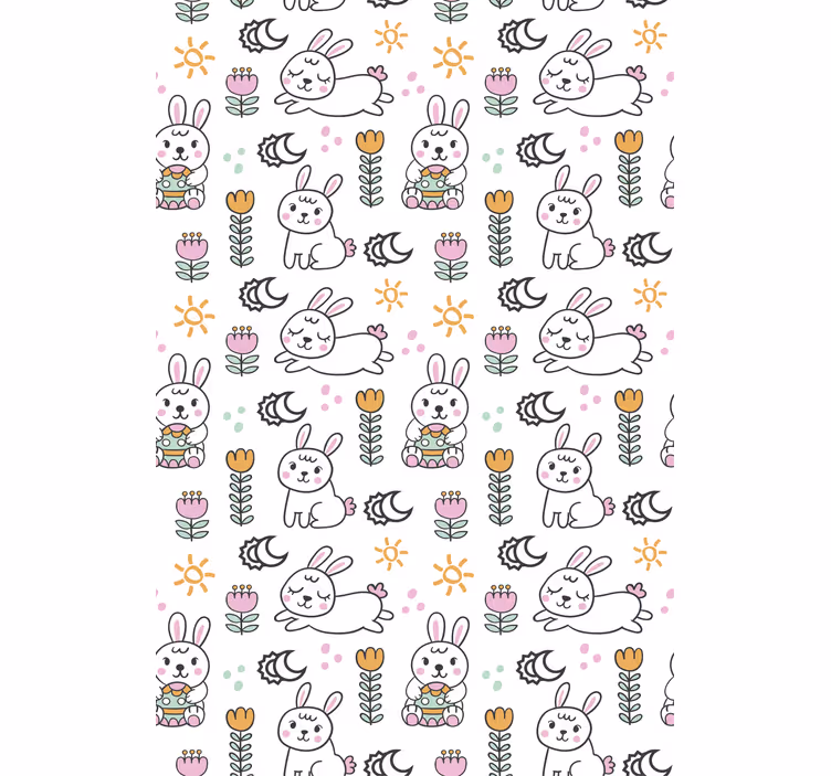 Papel mural infantil con motivo de conejito de pascua - TenVinilo