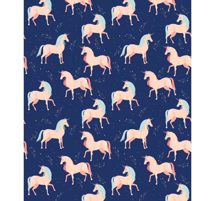 Papel mural infantil motivo de unicornios encantados - TenVinilo