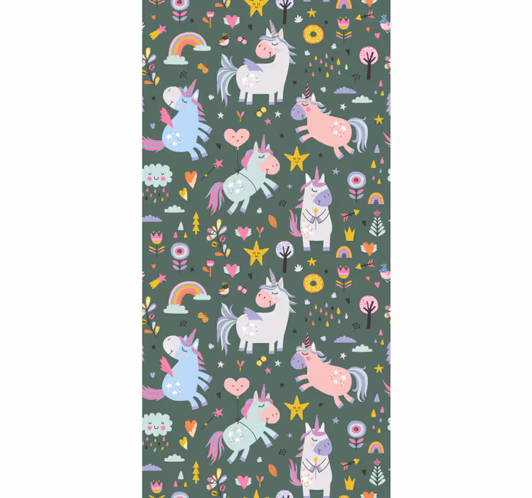 Papel mural infantil patrones de unicornio de fantasía - TenVinilo