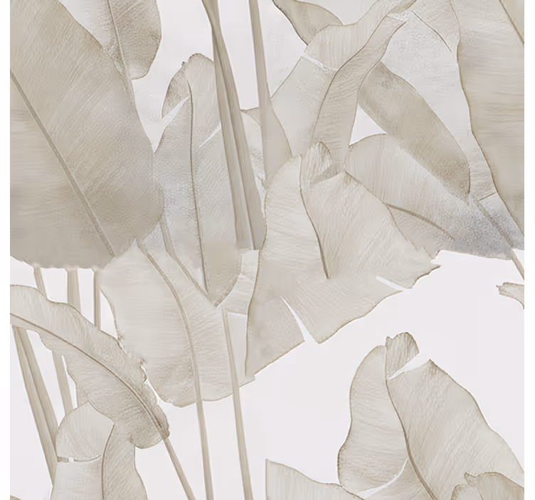 Papel mural living comedor hoja de plátano beige - TenVinilo