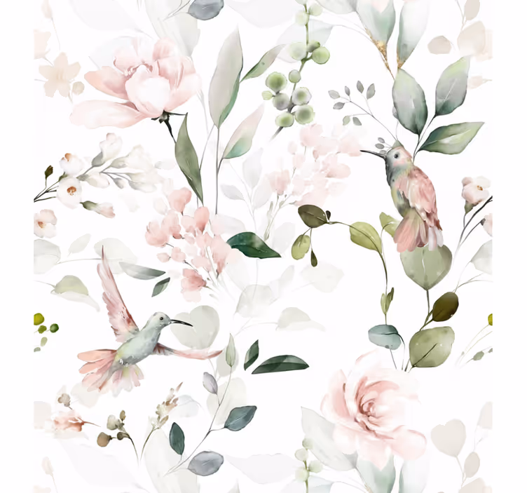 Papel mural living comedor pájaro en pastel suave - TenVinilo