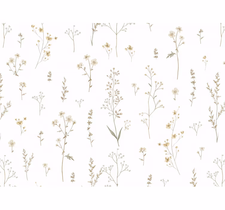 Papel mural living comedor flores de campo minimalistas - TenVinilo