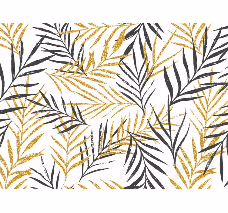 Papel mural living comedor estampado de hojas exóticas - TenVinilo