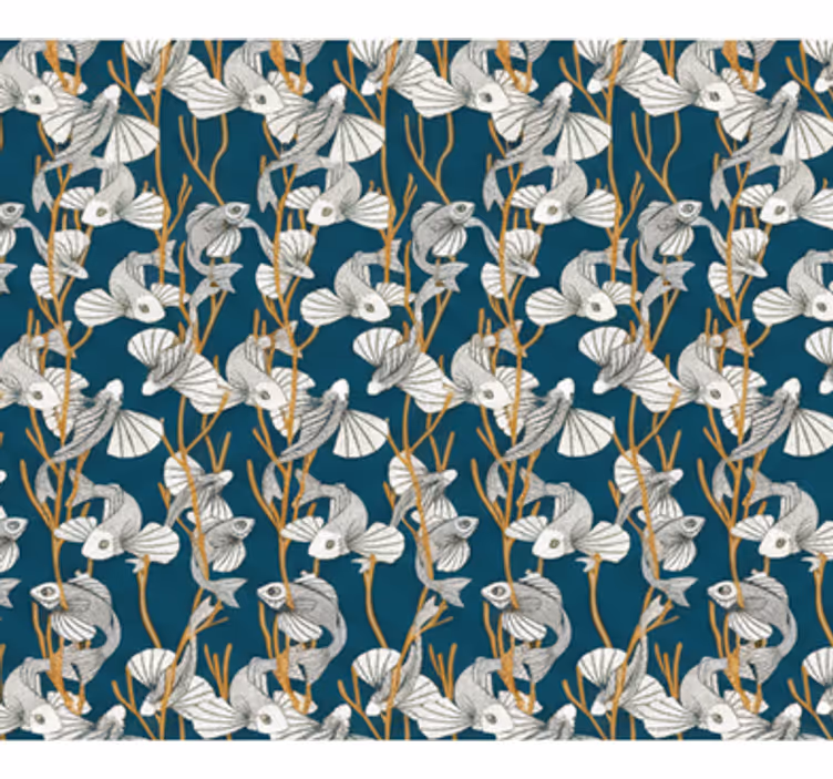 Papel mural living comedor coral del fondo marino - TenVinilo