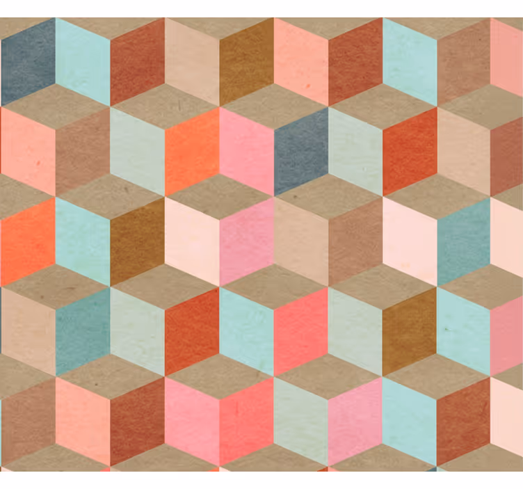 Papel mural living comedor patrón geométrico pastel kraft - TenVinilo
