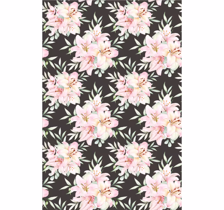 Papel mural pasillo patrón floral lirios acuarelados - TenVinilo