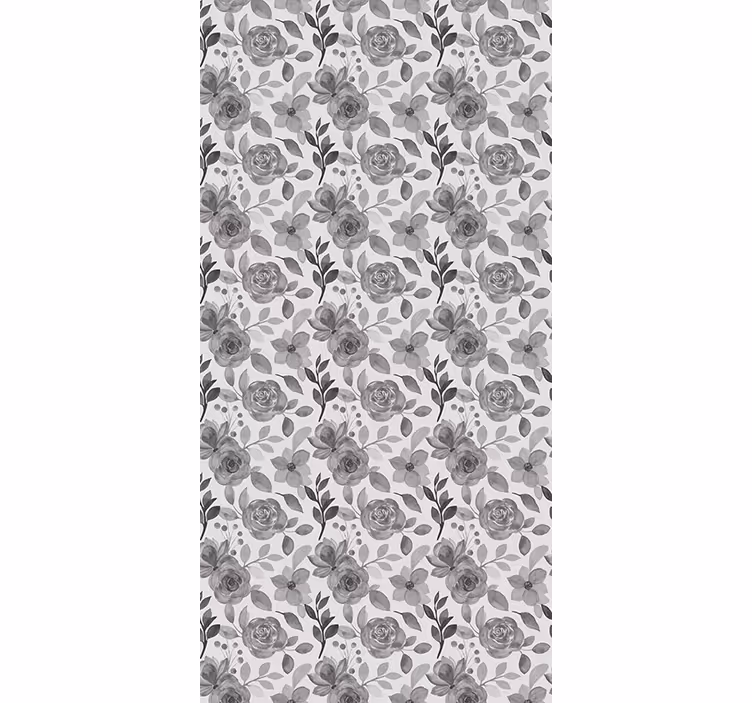 Papel mural pasillo flores grises elegantes - TenVinilo