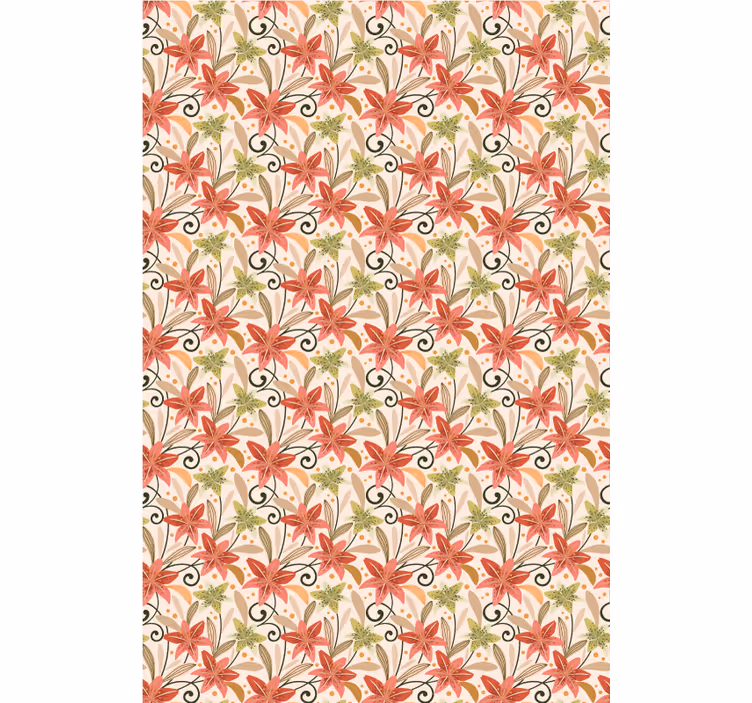 Papel mural pasillo patrón floral vibrante - TenVinilo