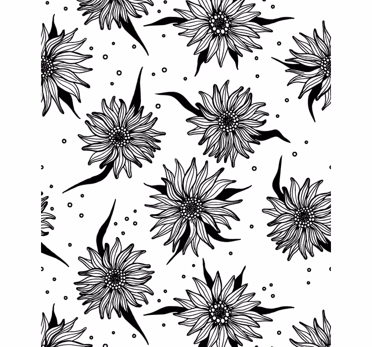 Papel mural pasillo girasoles en blanco y negro - TenVinilo