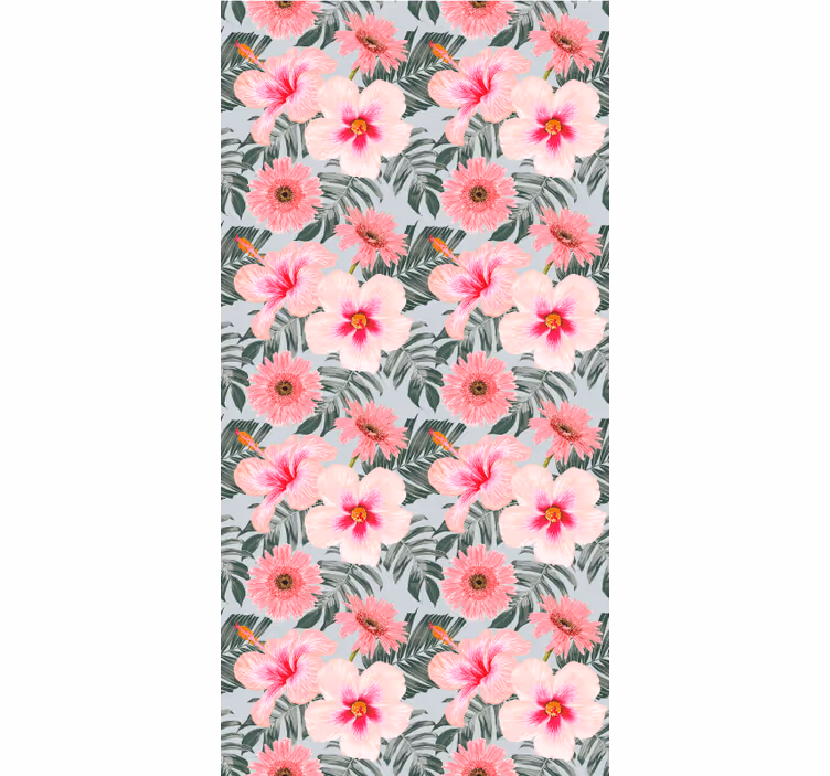 Papel mural pasillo hibisco y flores - TenVinilo