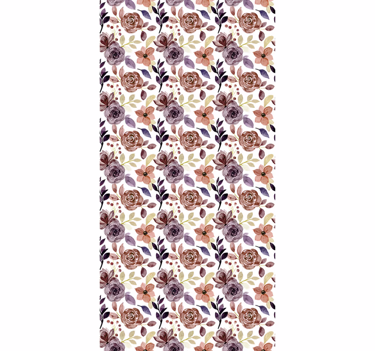 Papel mural pasillo patrón de rosas y flores - TenVinilo