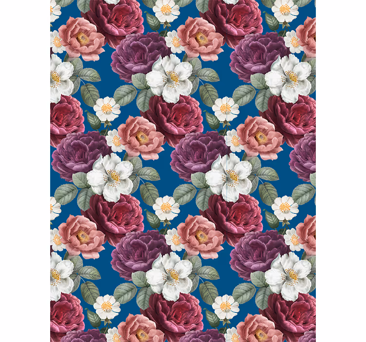 Papel mural pasillo arreglo de rosas vibrantes - TenVinilo