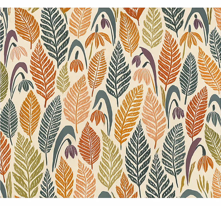 Papel mural nórdico flores de campanilla multicolor - TenVinilo