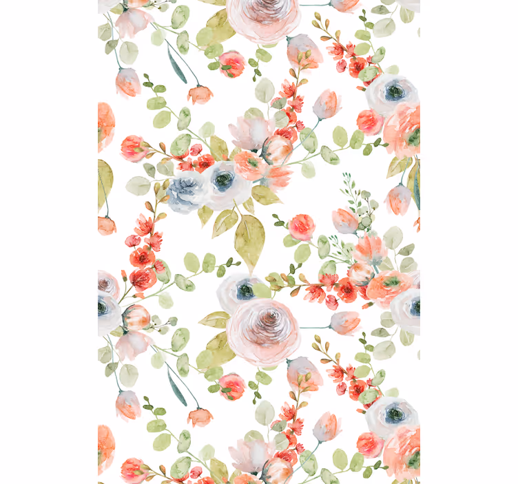 Papel mural clásico ramas florales - TenVinilo