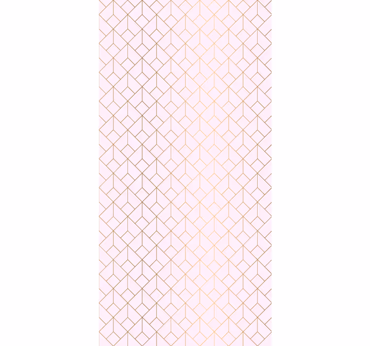 Papel mural clásico patrón regular rosa con líneas doradas - TenVinilo