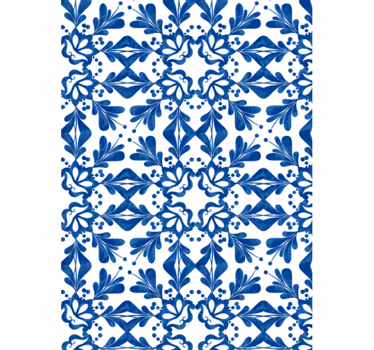 Papel mural living comedor azulejo vintage azul - TenVinilo