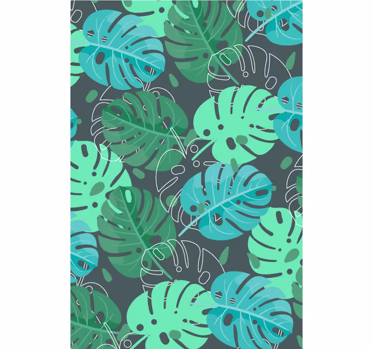 Papel mural living comedor patrón de hojas tropicales - TenVinilo
