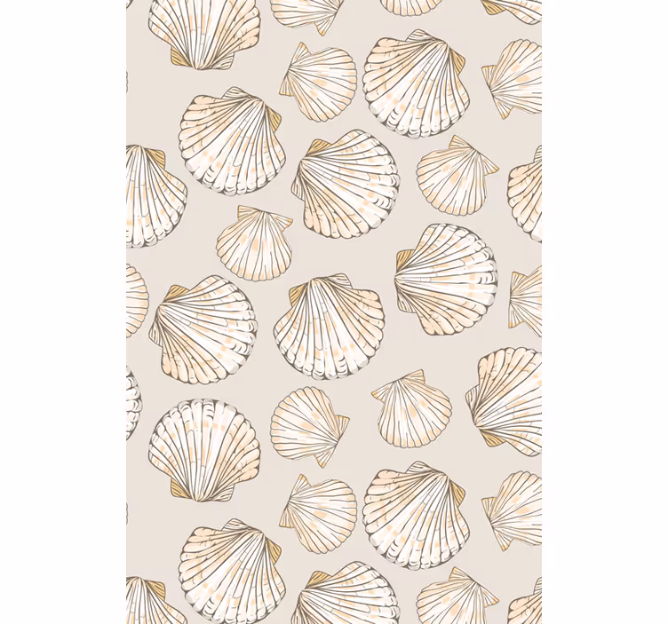 Papel mural living comedor patrón de conchas - TenVinilo