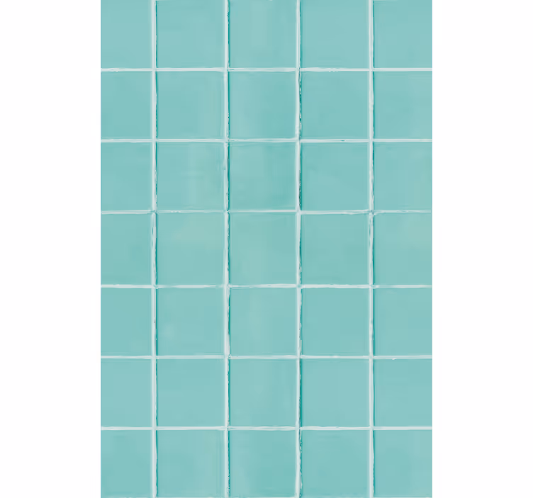 Papel mural living comedor superficie de azulejos turquesa - TenVinilo