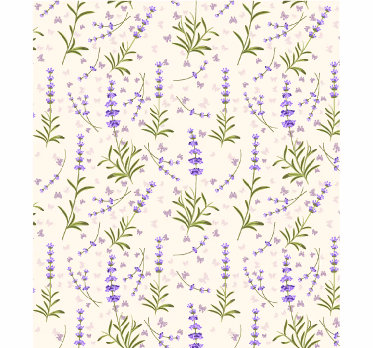 Papel mural living comedor patrón floral lavanda - TenVinilo