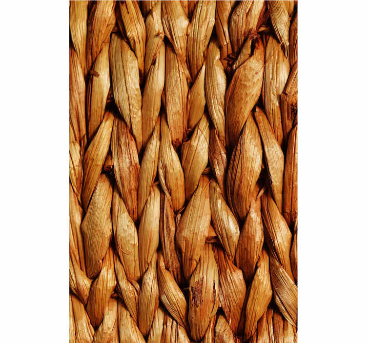 Papel mural living comedor alfombra trenzada natural - TenVinilo