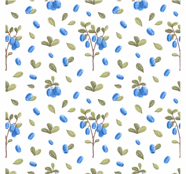 Papel mural living comedor patrón botánico azul - TenVinilo