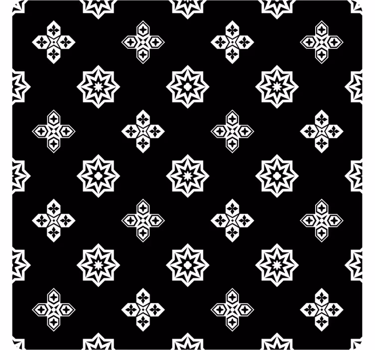 Papel mural azulejos patrón vintage blanco y negro - TenVinilo