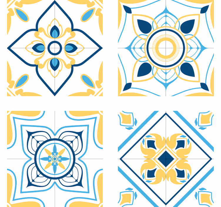 Papel mural azulejos patrones geométricos - TenVinilo