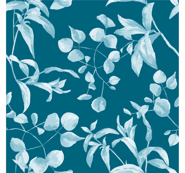 Papel pintado flores diseño acuarela azul - TenVinilo