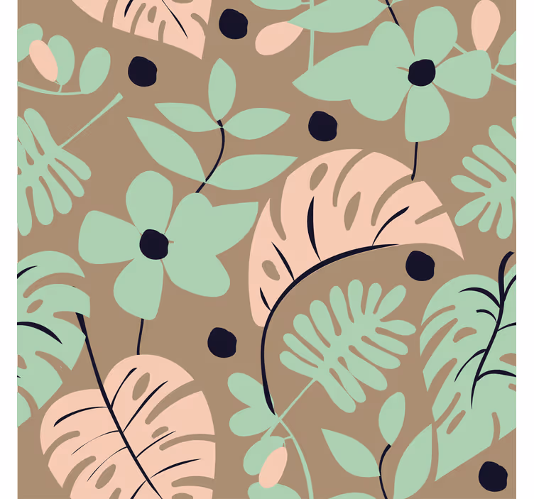 Papel pintado flores color pastel monstera y hojas - TenVinilo