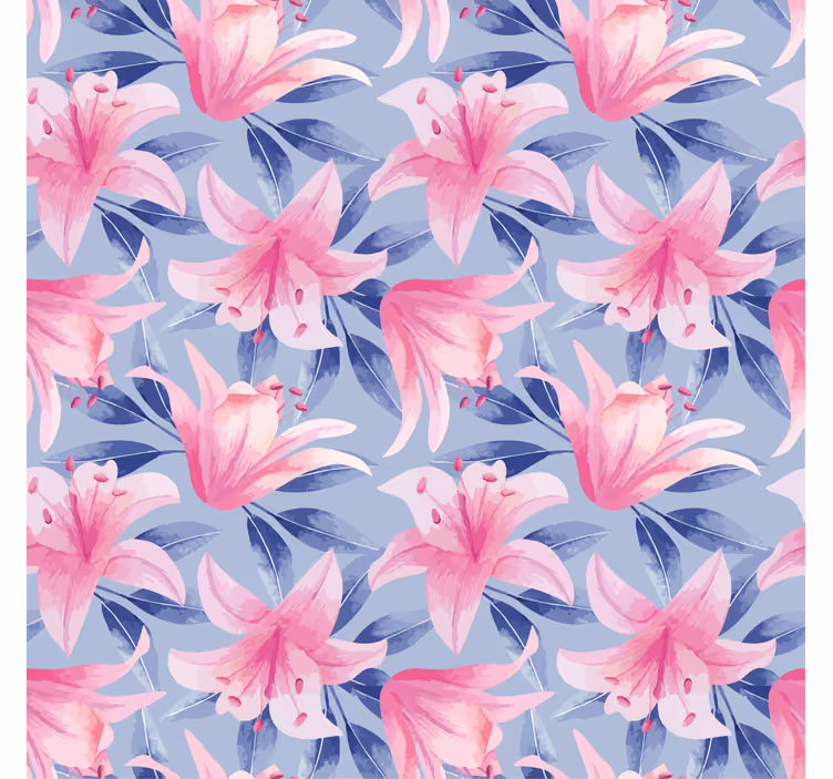 Papel pintado flores acuarela en rosa y morado - TenVinilo
