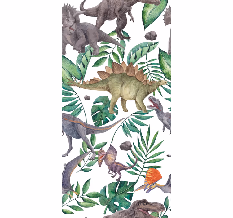 Papel mural dinosaurios patrón acuarela jurásico - TenVinilo