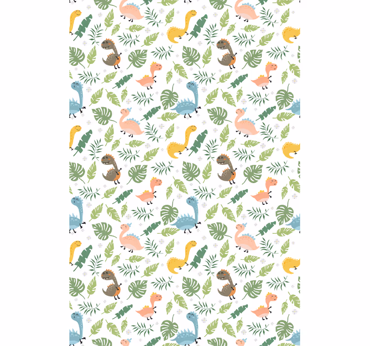 Papel mural dinosaurios pastel color bosque con dinosaurios - TenVinilo