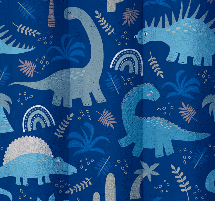 Papel mural dinosaurios tonos azules - TenVinilo