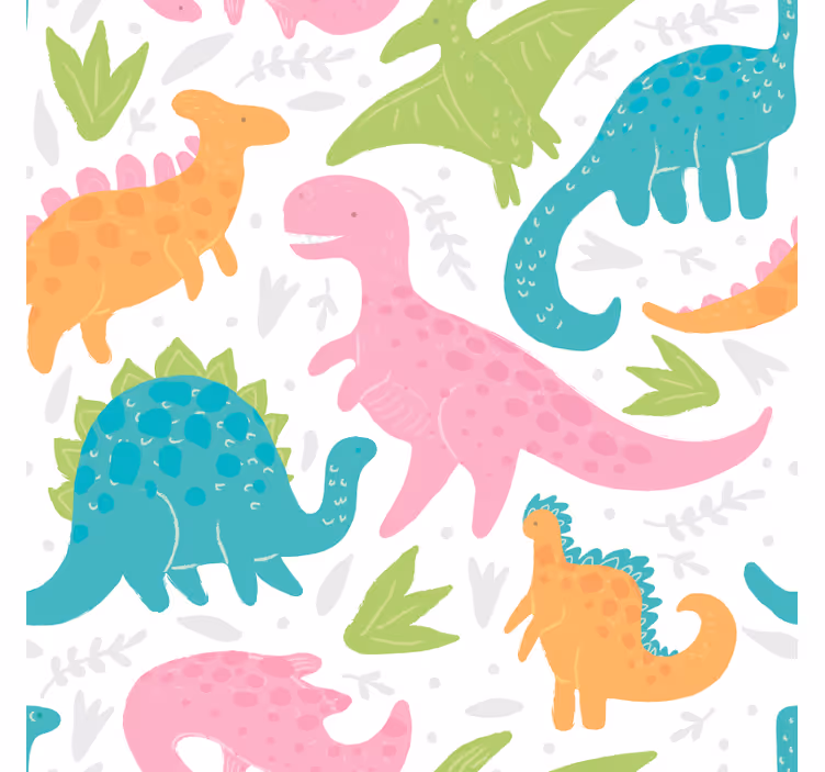 Papel mural dinosaurios colores pastel - TenVinilo